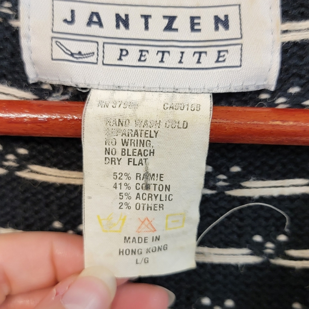 Vintage Jantzen Petite Nordic Fair Isle Ramie Cotton Snowflake Sweater Size LP - Picture 2 of 10